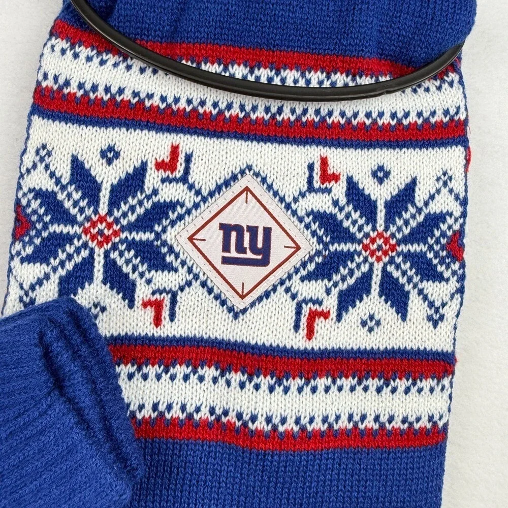 NY Giants Scarf & Gloves Set Adult Winter Knit‎ Football Fan Gift NWT